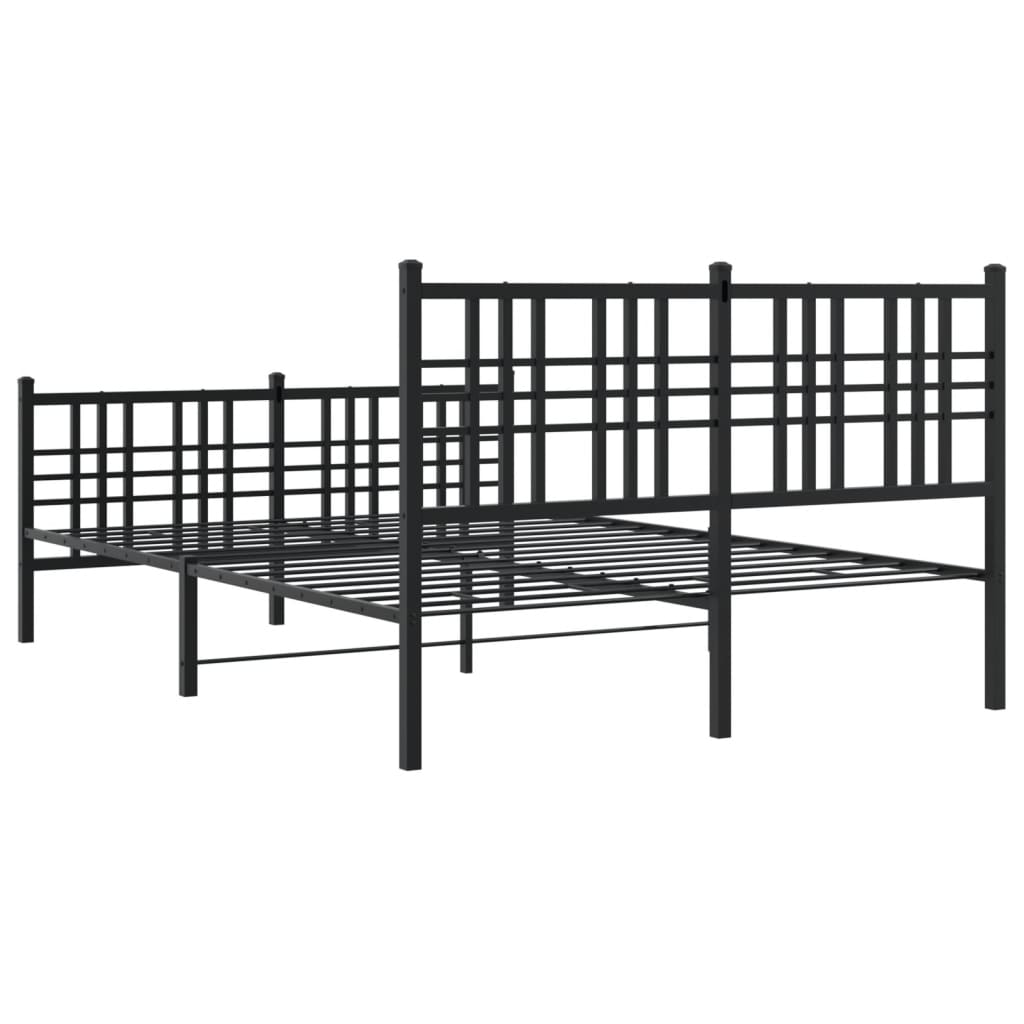 Bed frame with head and footboard metal black 120x200 cm