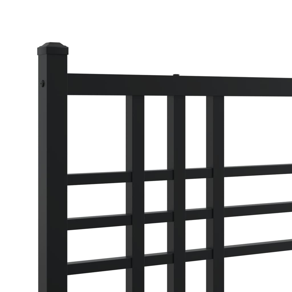 Bed frame with head and footboard metal black 137x190 cm