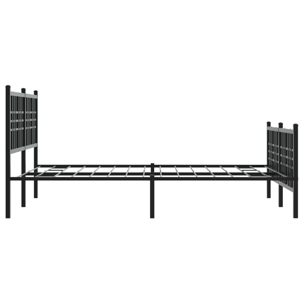 Bed frame with head and footboard metal black 140x190 cm