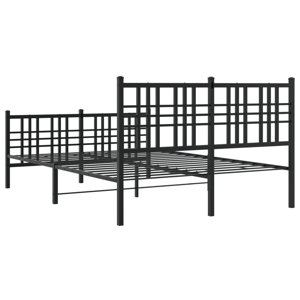 Bed frame with head and footboard metal black 140x190 cm