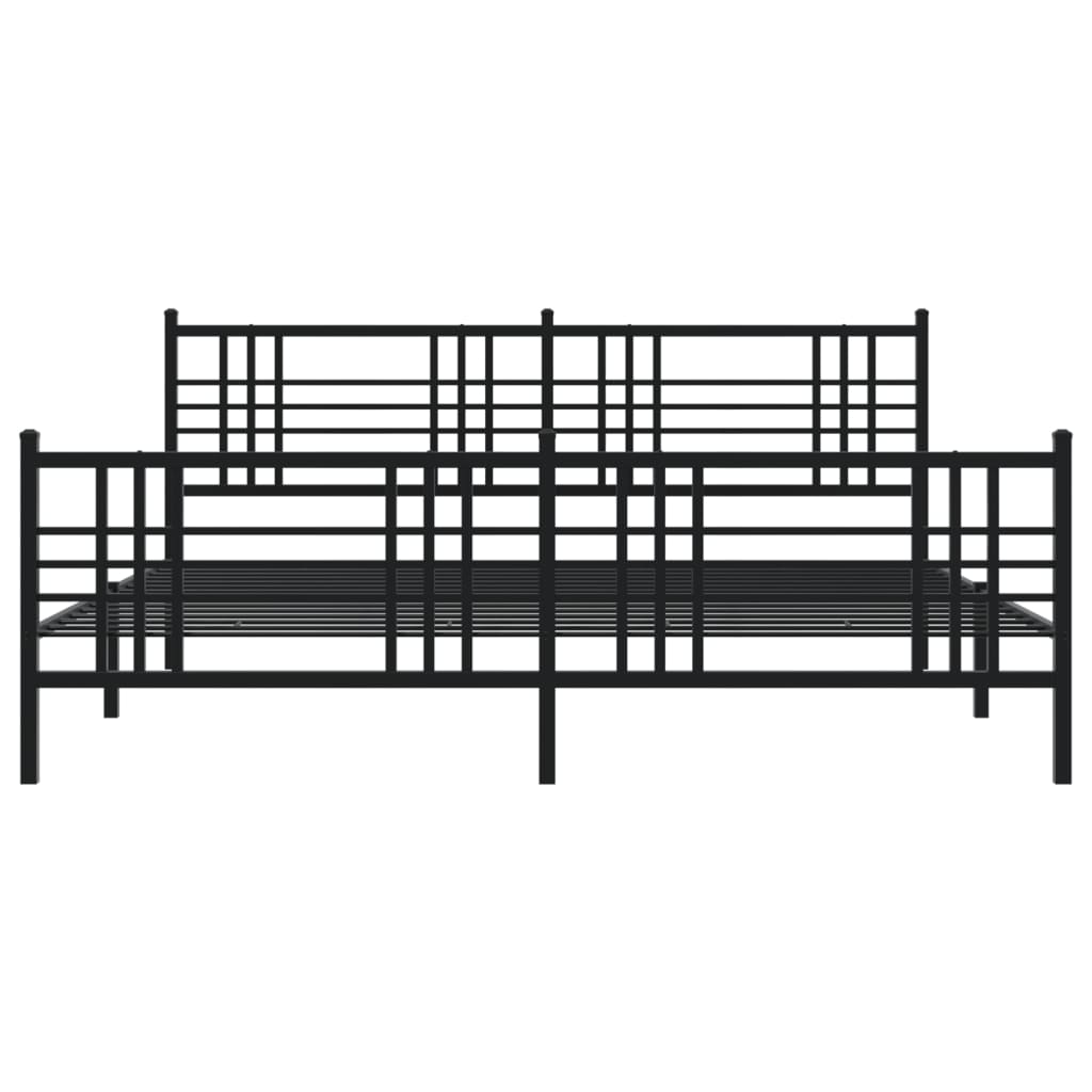 Bed frame with head and footboard metal black 183x213 cm