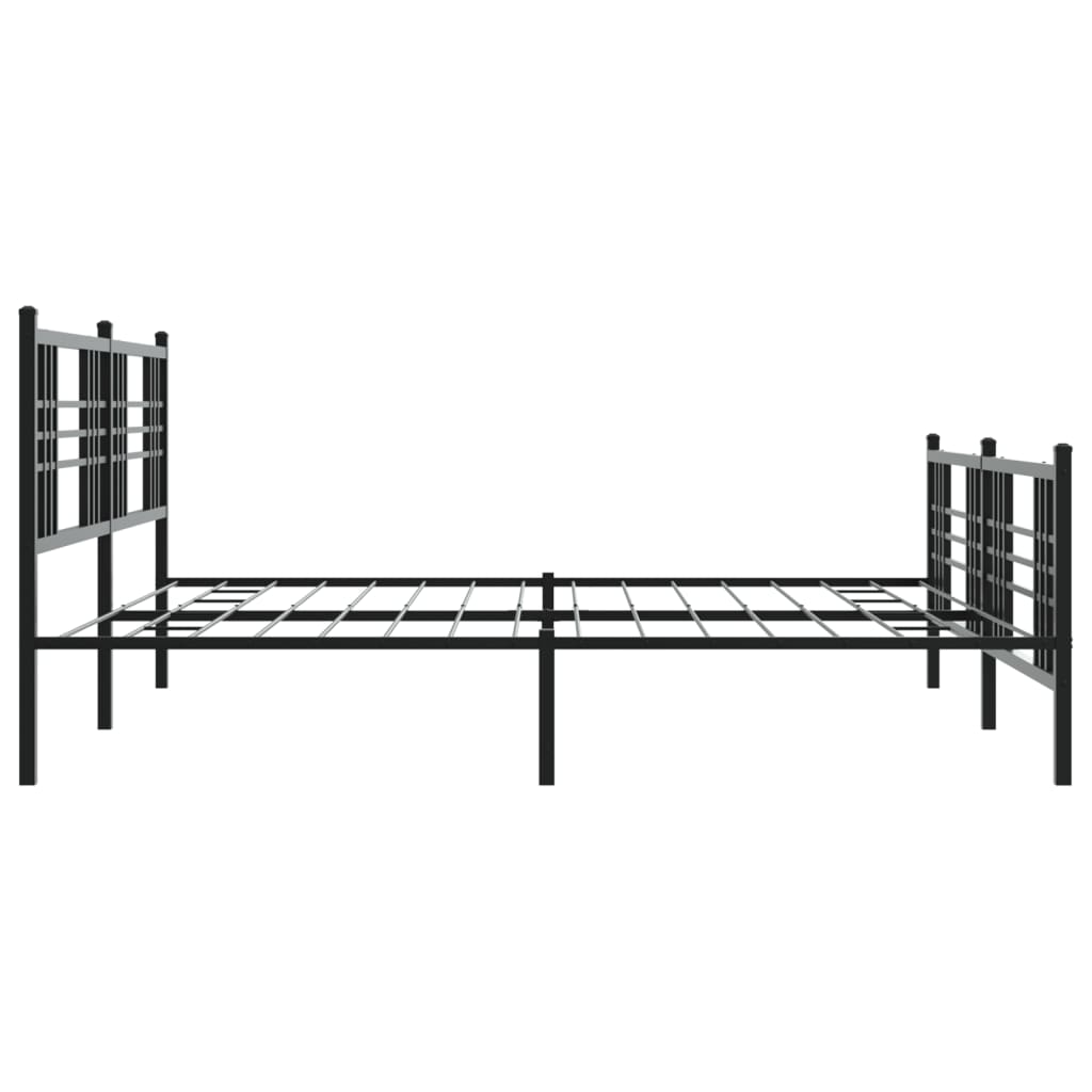 Bed frame with head and footboard metal black 183x213 cm