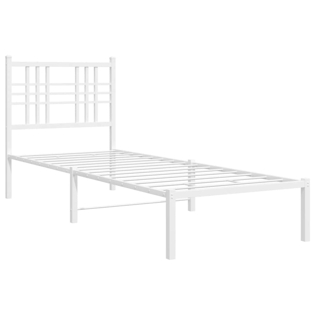 Bed frame with headboard metal white 80x200 cm