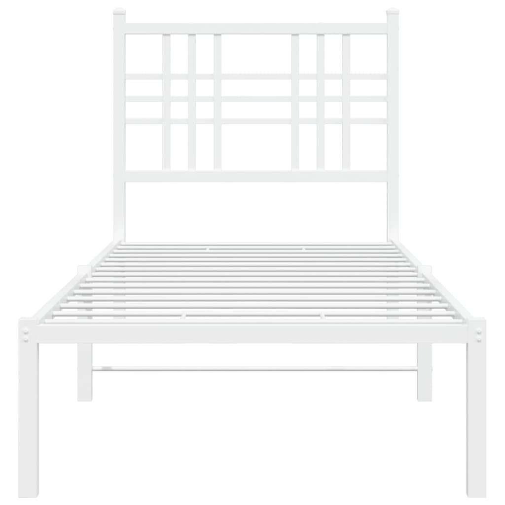 Bed frame with headboard metal white 80x200 cm