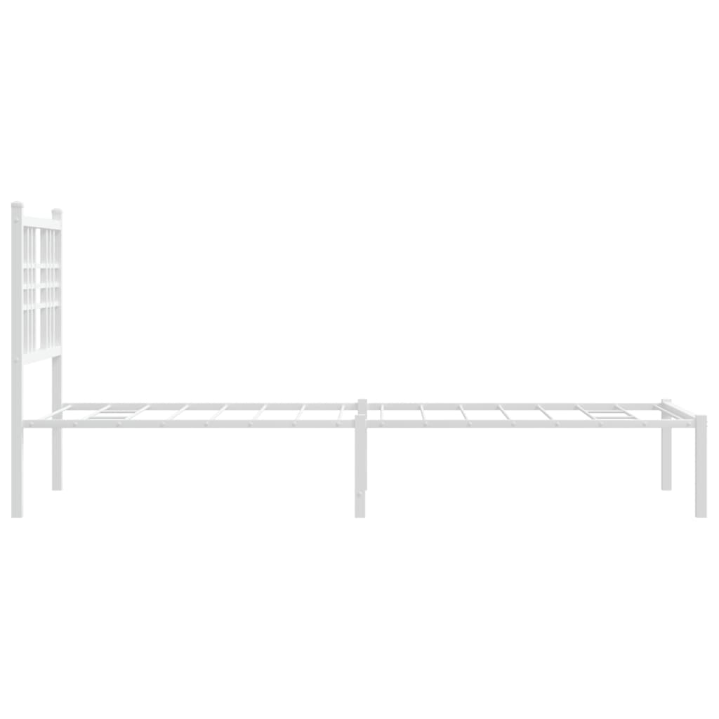 Bed frame with headboard metal white 80x200 cm