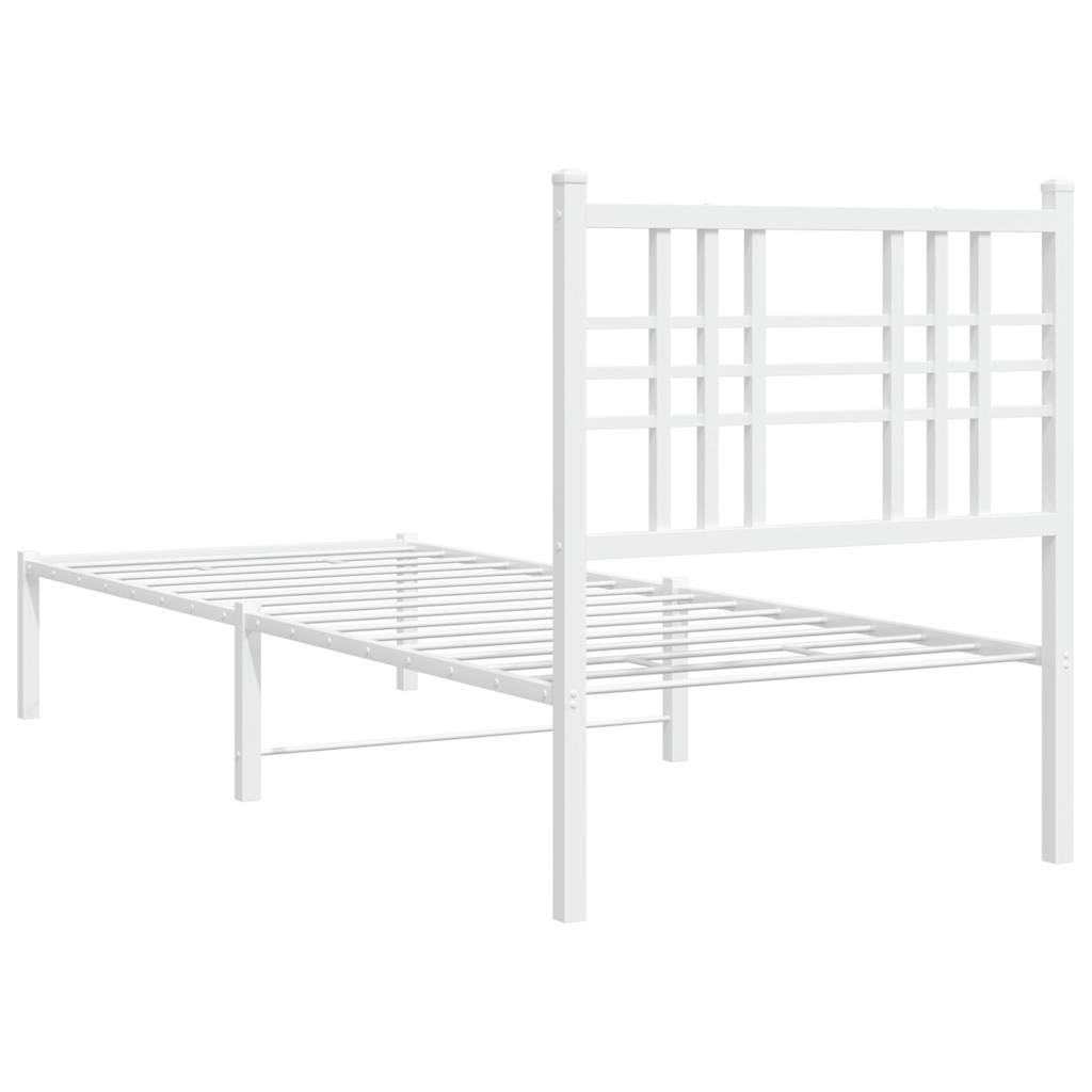 Bed frame with headboard metal white 80x200 cm