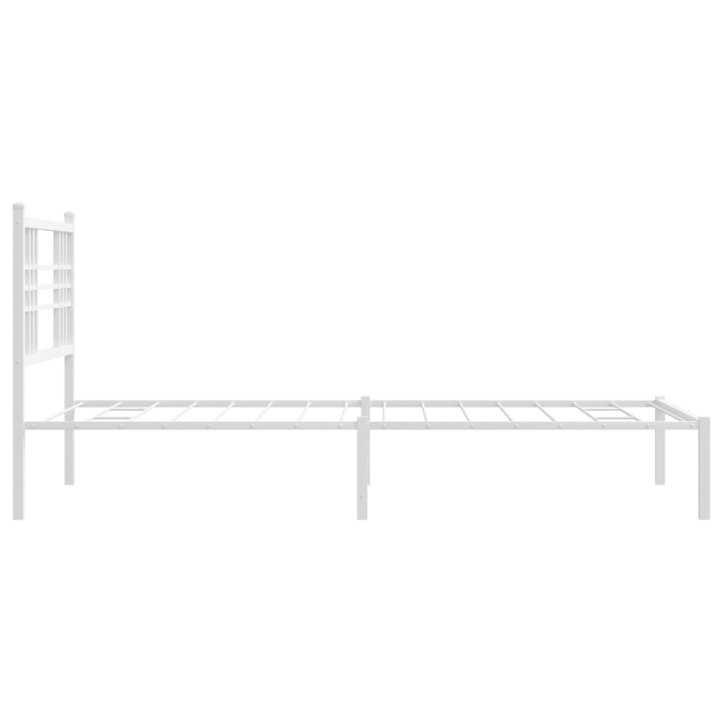 Bed frame with headboard metal white 100x190 cm