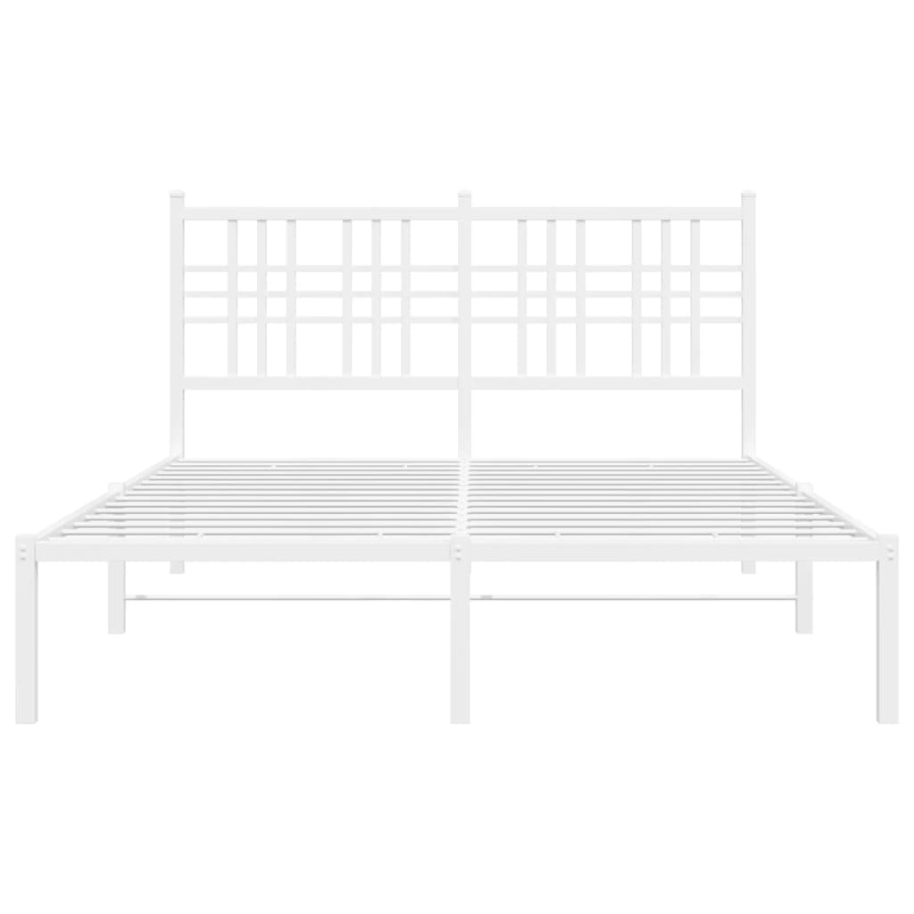 Bed frame with headboard metal white 120x190 cm