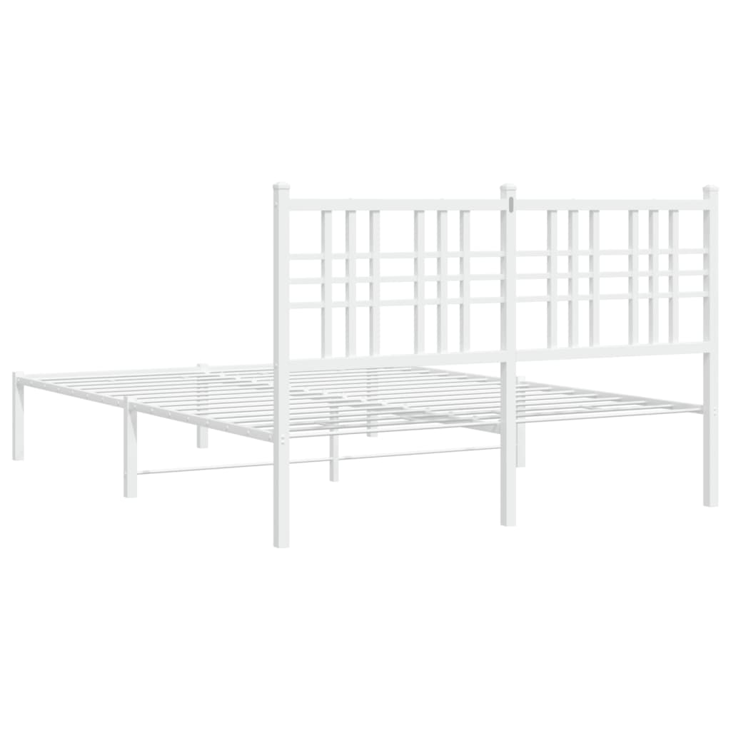 Bed frame with headboard metal white 120x190 cm