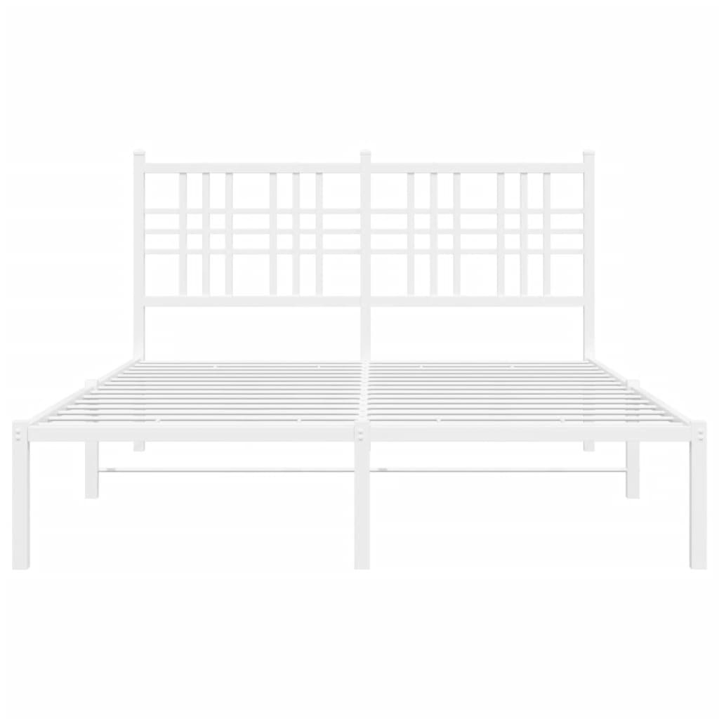 Bed frame with headboard metal white 120x200 cm