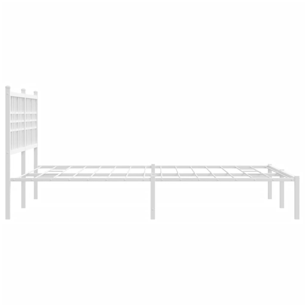 Bed frame with headboard metal white 120x200 cm