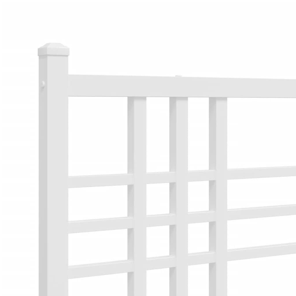 Bed frame with headboard metal white 120x200 cm