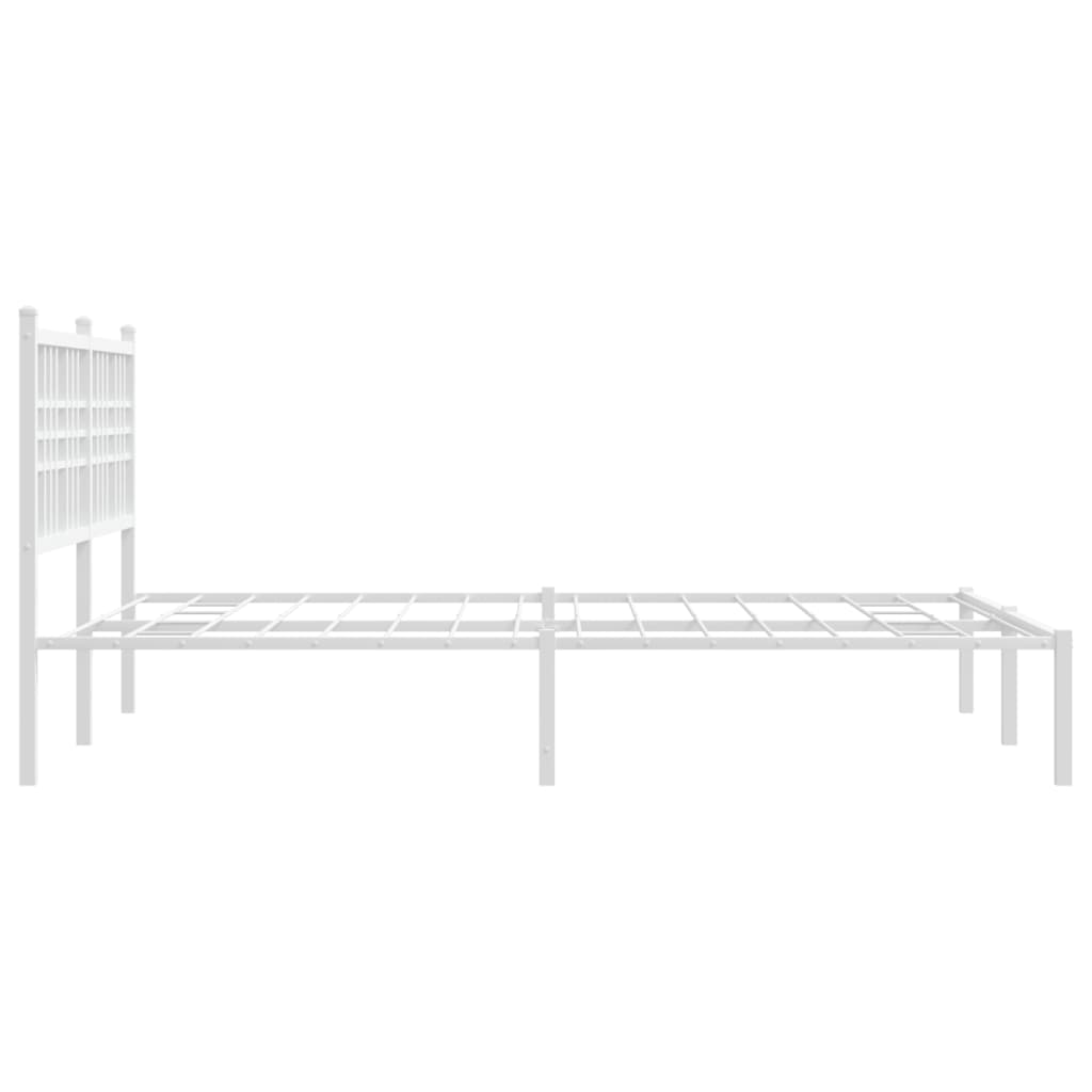 Bed frame with headboard metal white 140x190 cm