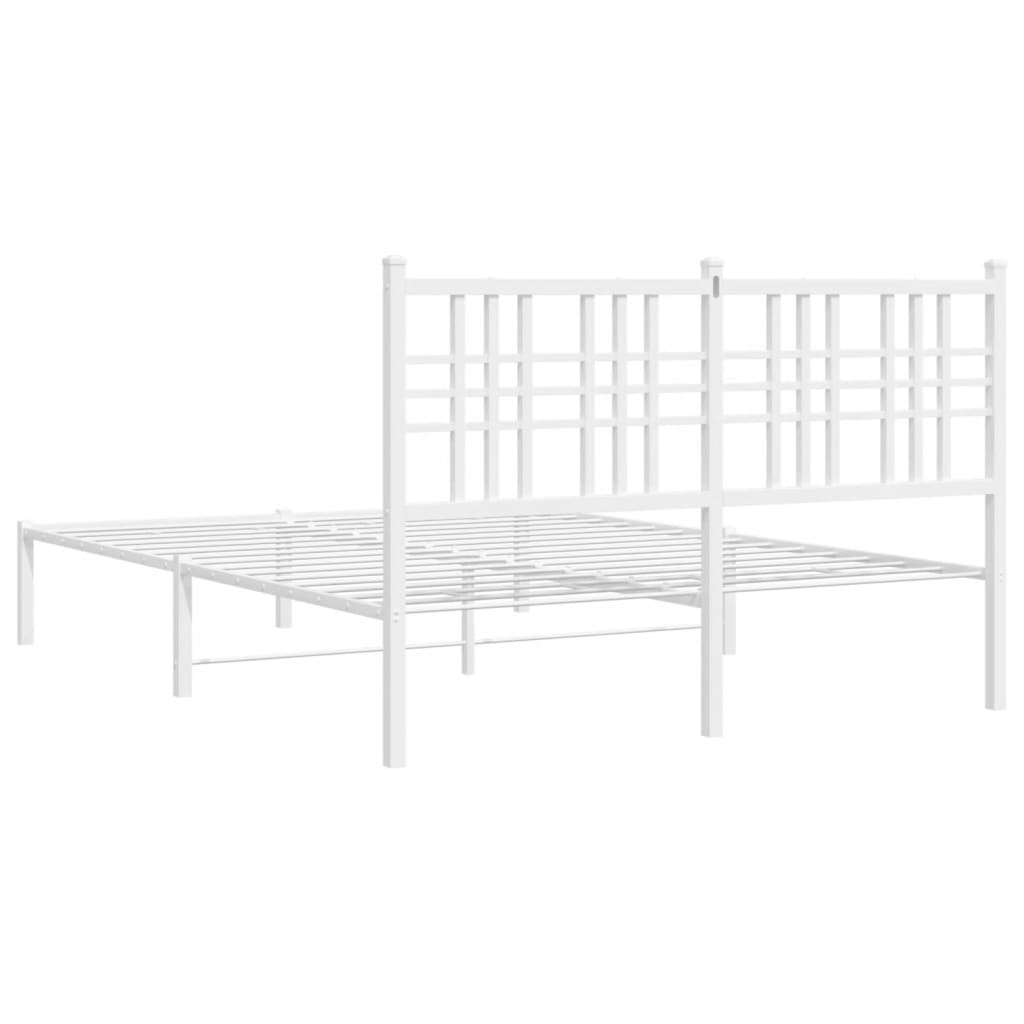 Bed frame with headboard metal white 140x190 cm
