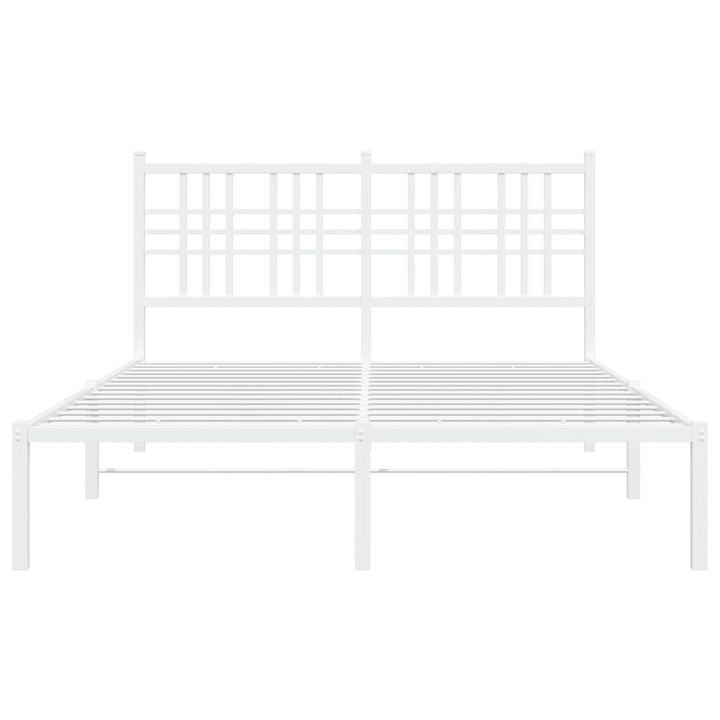 Bed frame with headboard metal white 140x200 cm