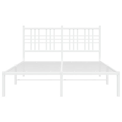 Bettgestell mit Kopfteil Metall Weiß 140x200 cm