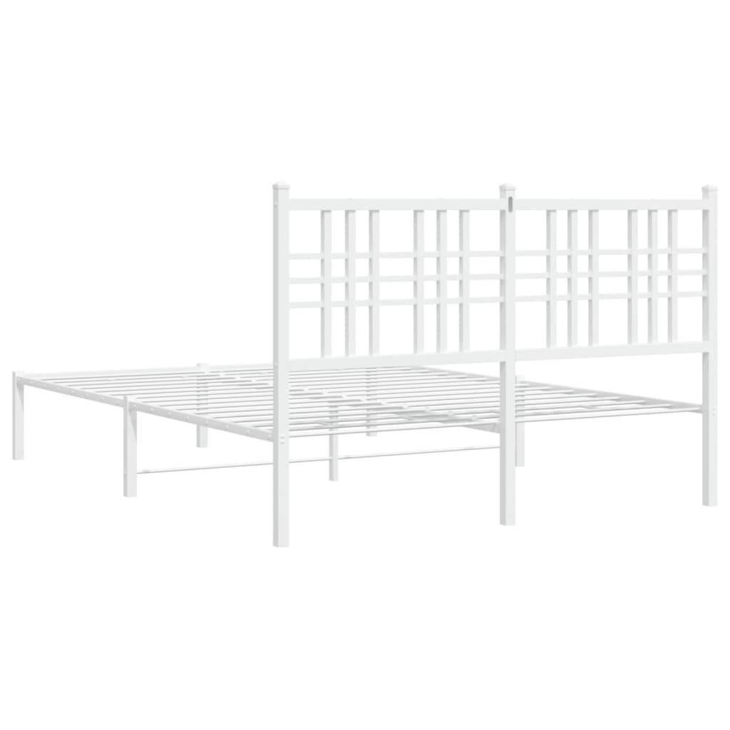Bed frame with headboard metal white 140x200 cm