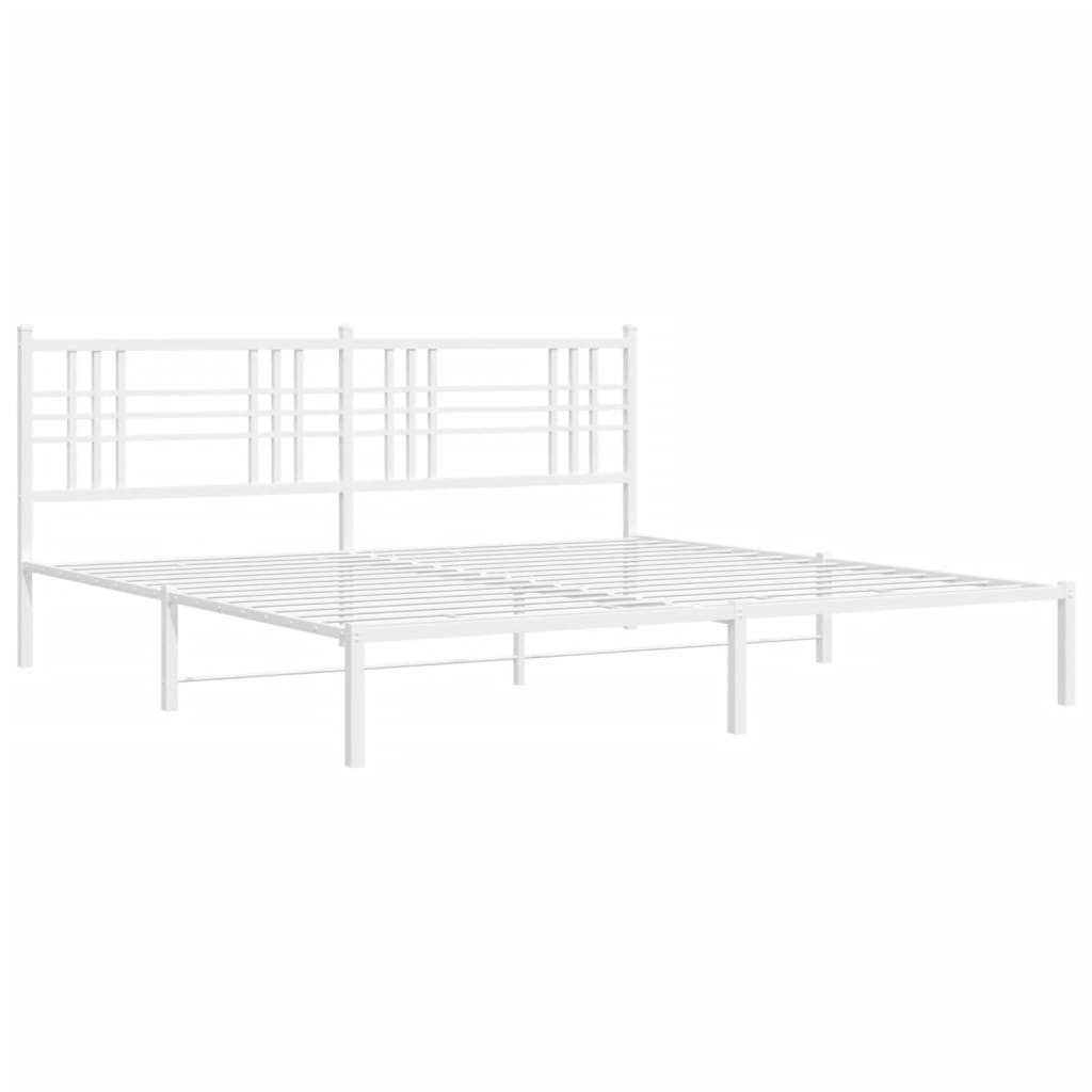 Bed frame with headboard metal white 183x213 cm