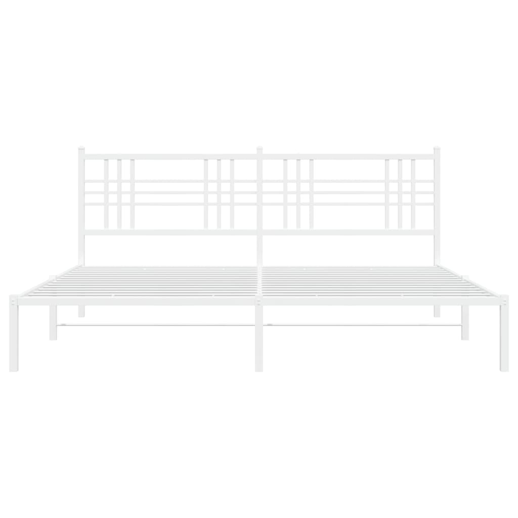 Bed frame with headboard metal white 183x213 cm