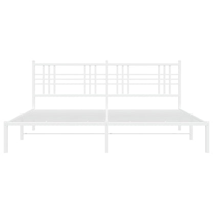 Bettgestell mit Kopfteil Metall Weiß 183x213 cm
