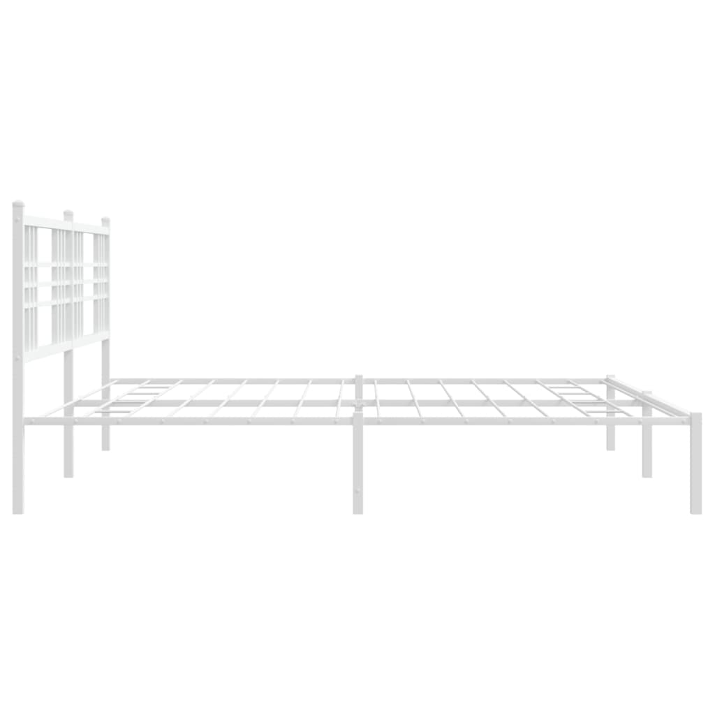 Bed frame with headboard metal white 183x213 cm