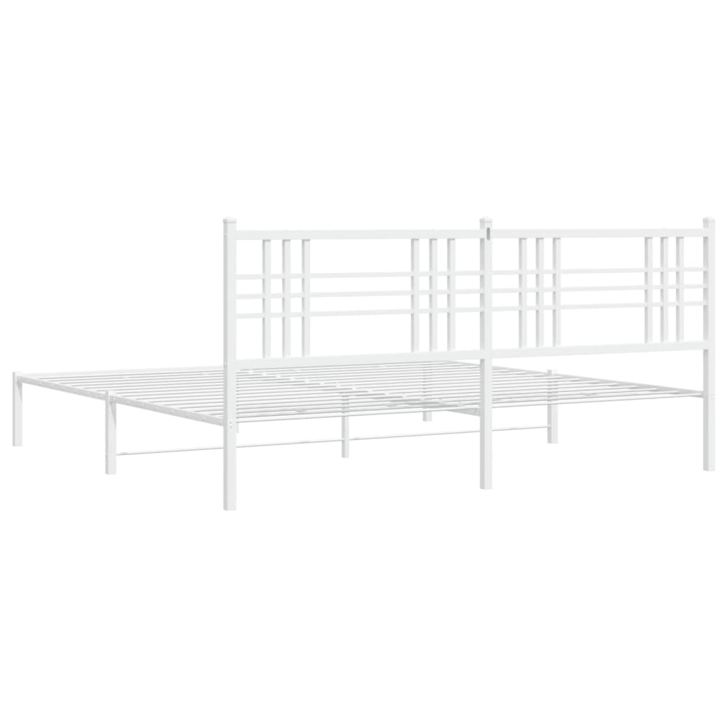 Bed frame with headboard metal white 183x213 cm
