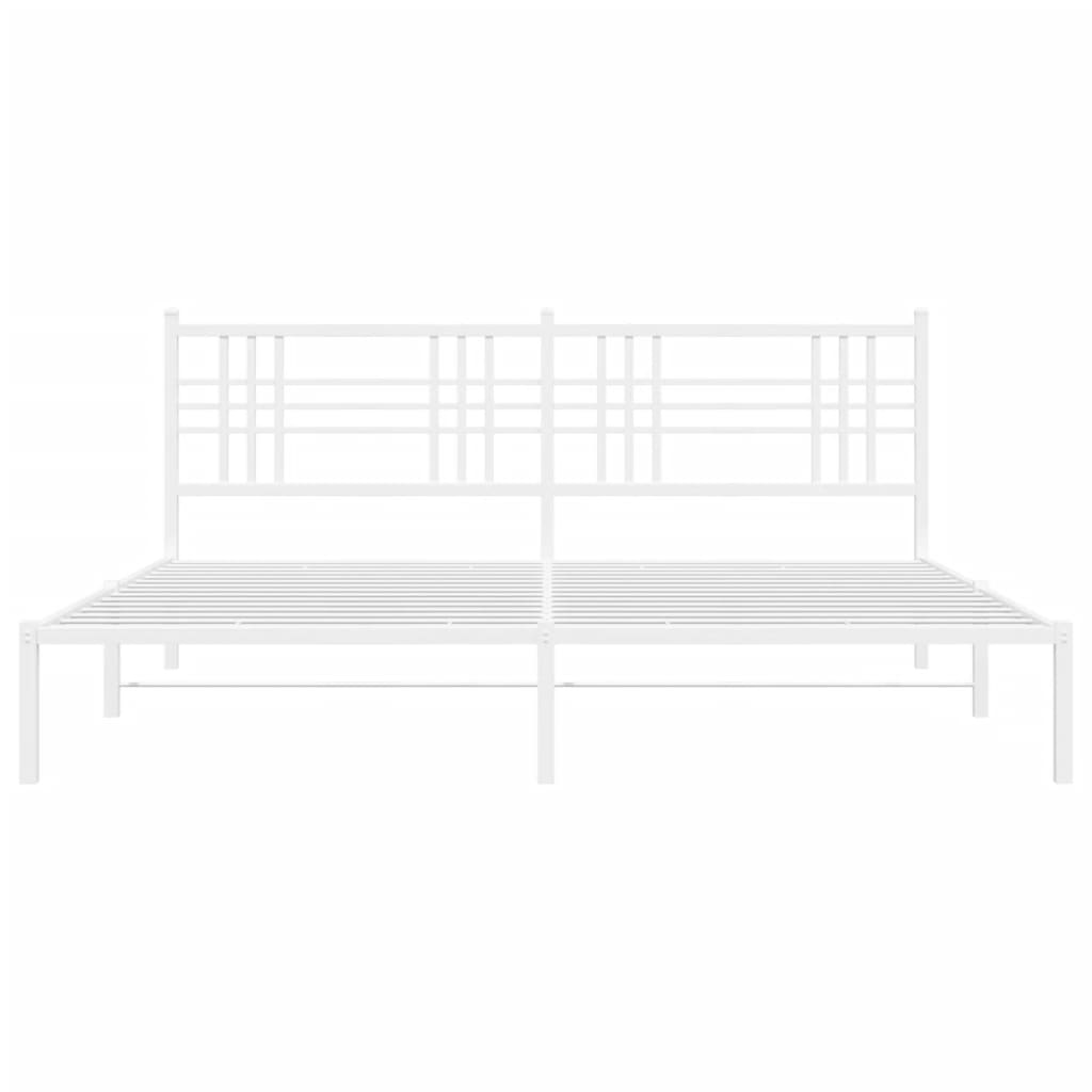 Bed frame with headboard metal white 193x203 cm