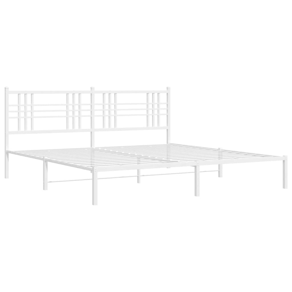 Bed frame with headboard metal white 200x200 cm