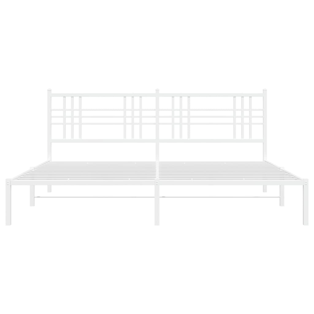 Bed frame with headboard metal white 200x200 cm