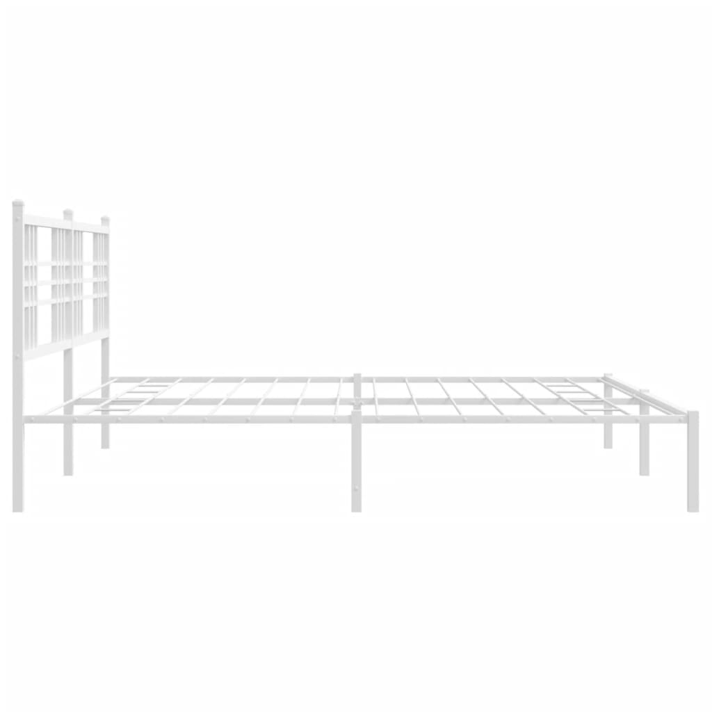 Bed frame with headboard metal white 200x200 cm