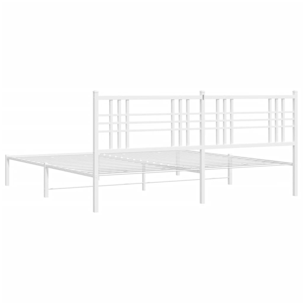 Bed frame with headboard metal white 200x200 cm