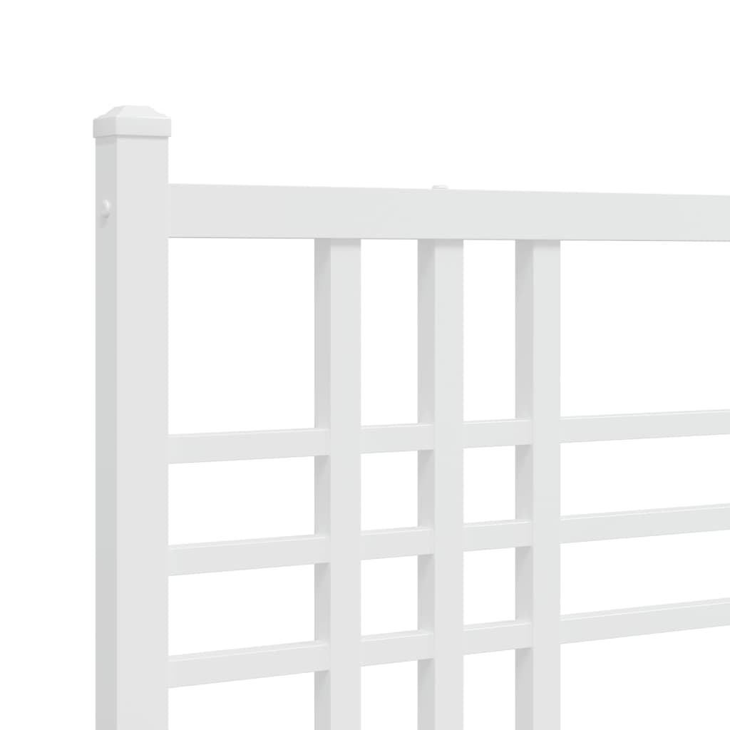 Bed frame with head and footboard metal white 75x190 cm