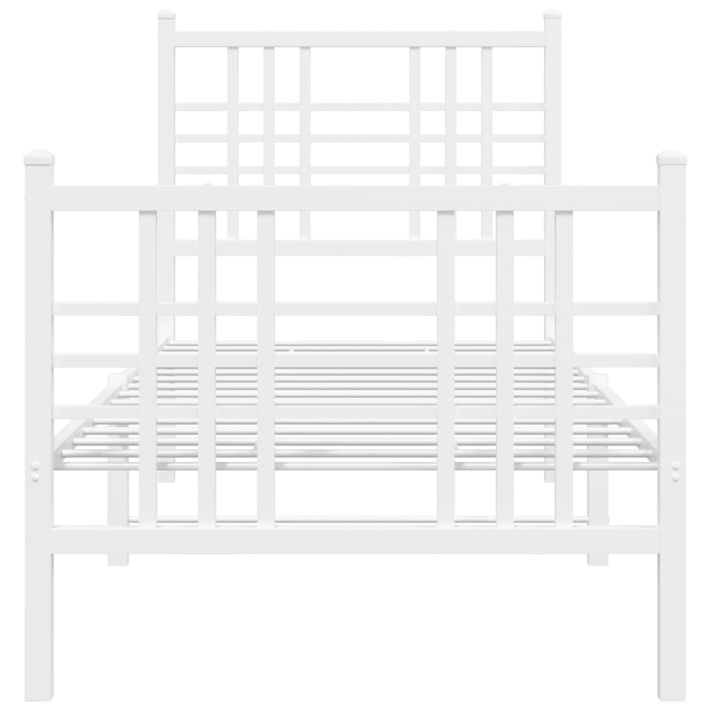Bed frame with head and footboard metal white 80x200 cm