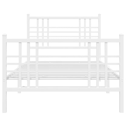 Bettgestell mit Kopf- und Fußteil Metall Weiß 90x190 cm
