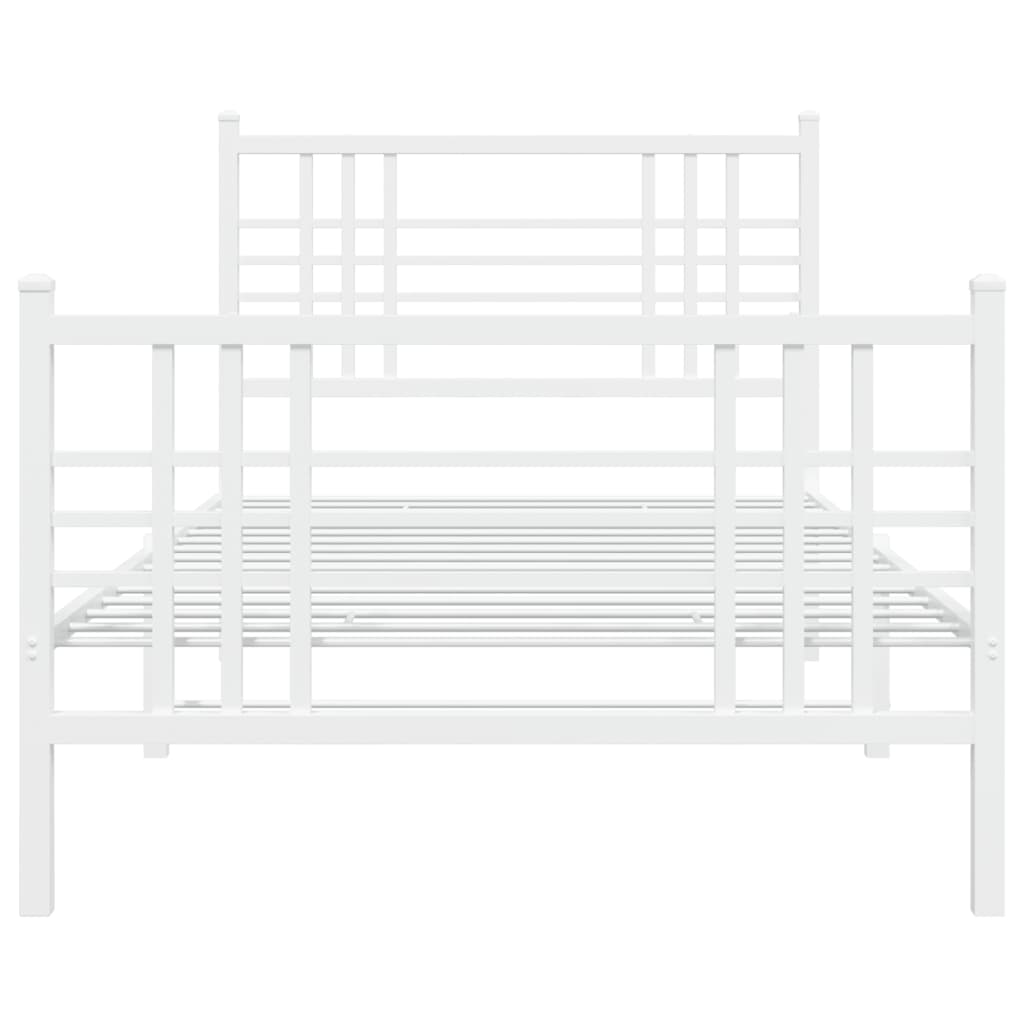 Bed frame with head and footboard metal white 90x200 cm