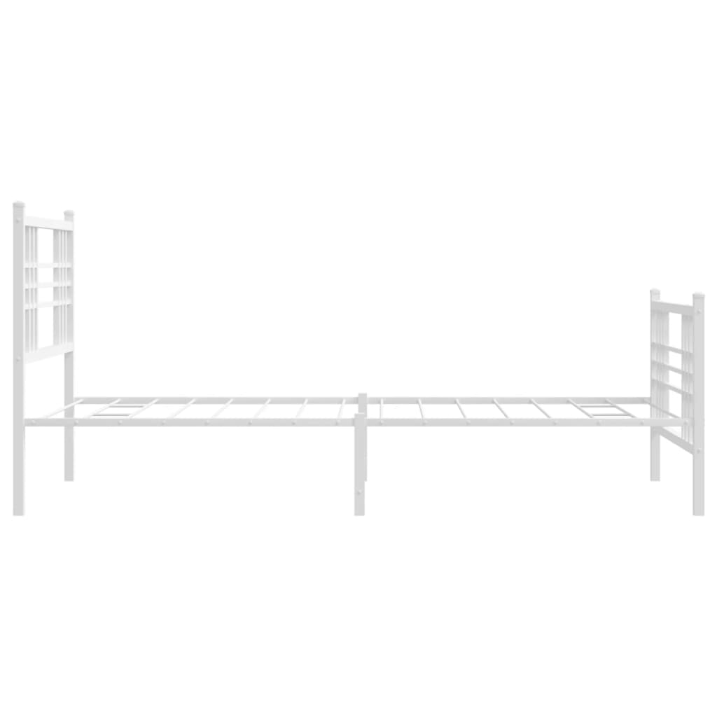 Bed frame with head and footboard metal white 90x200 cm