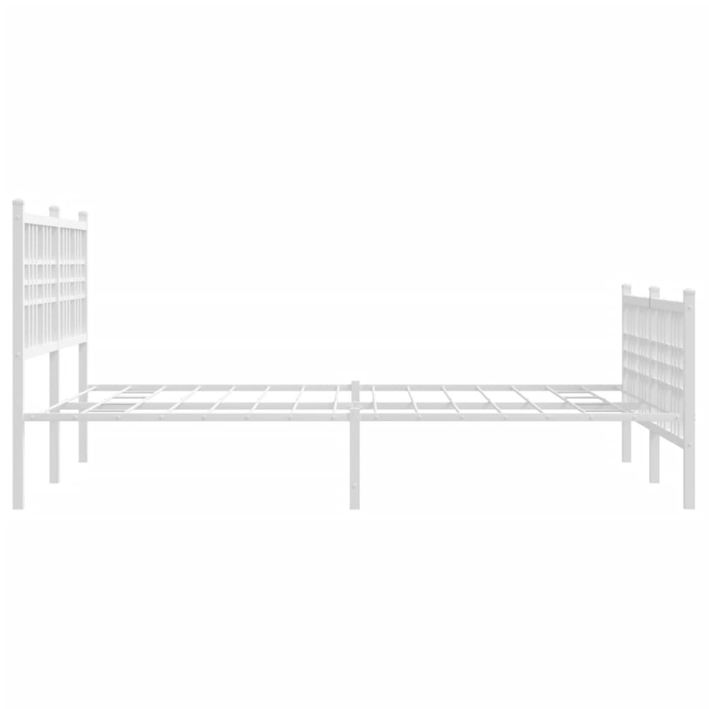 Bed frame with head and footboard metal white 120x190 cm
