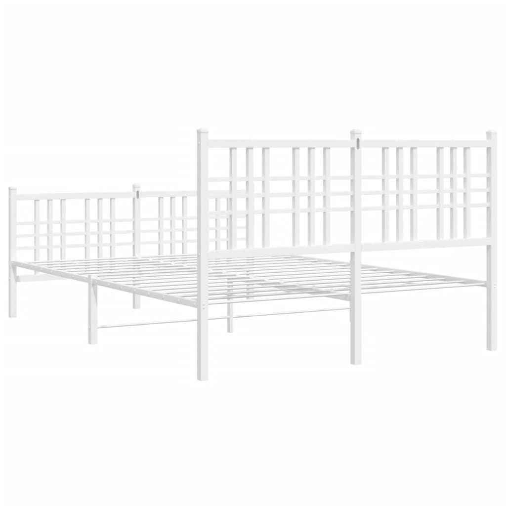 Bed frame with head and footboard metal white 120x190 cm