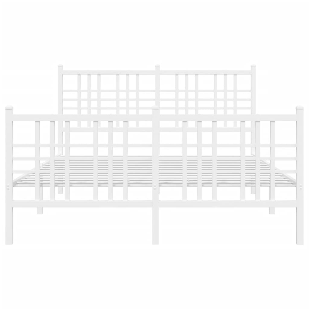 Bed frame with head and footboard metal white 120x200 cm