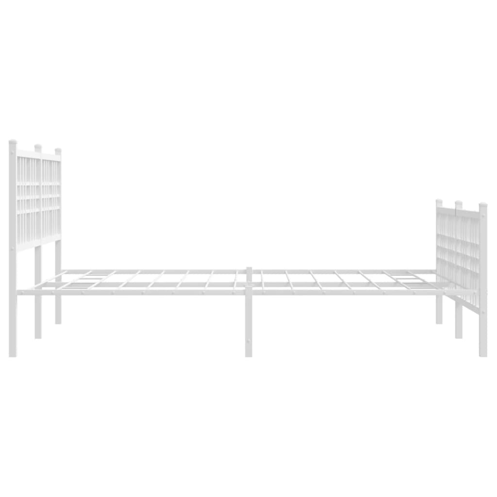Bed frame with head and footboard metal white 120x200 cm