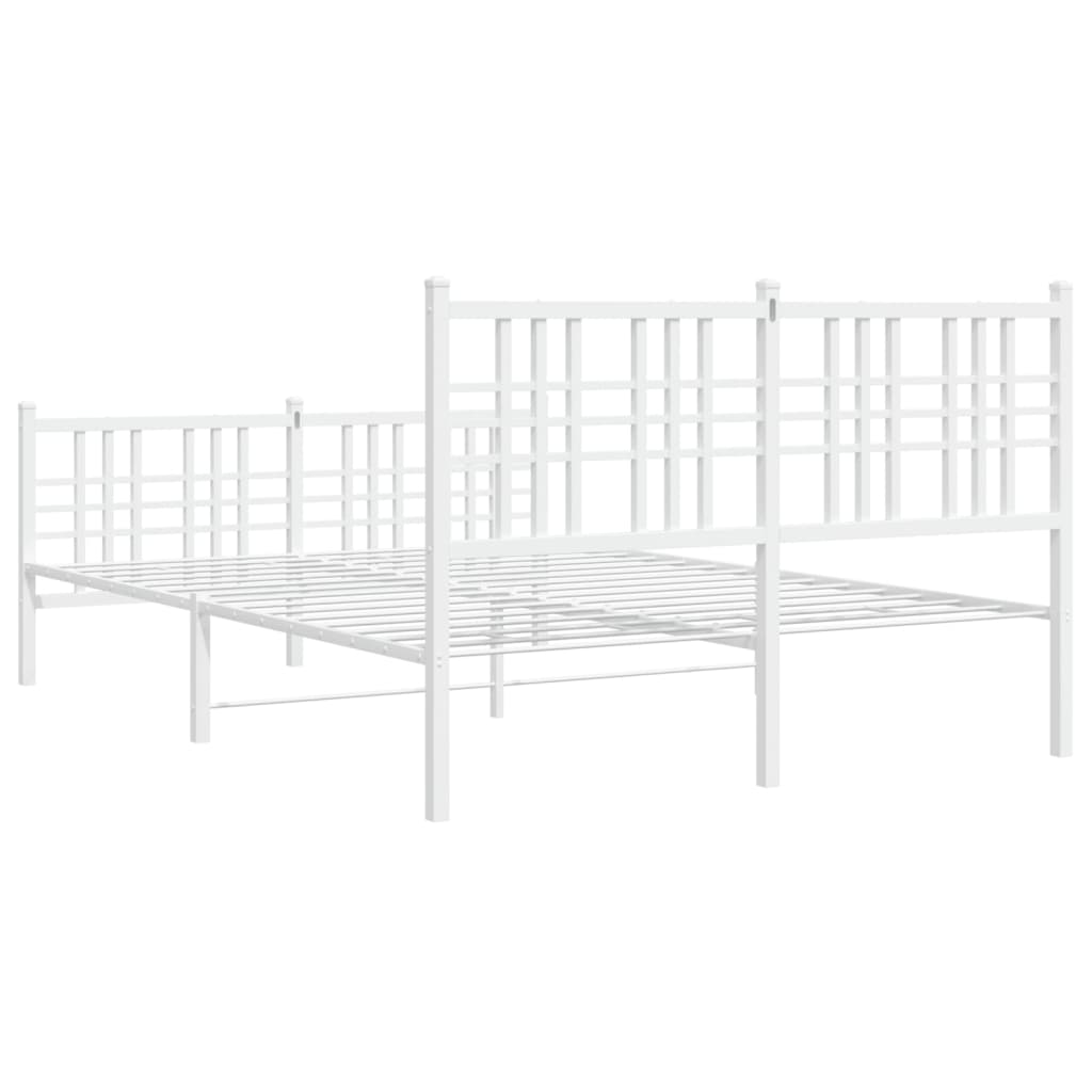 Bed frame with head and footboard metal white 120x200 cm
