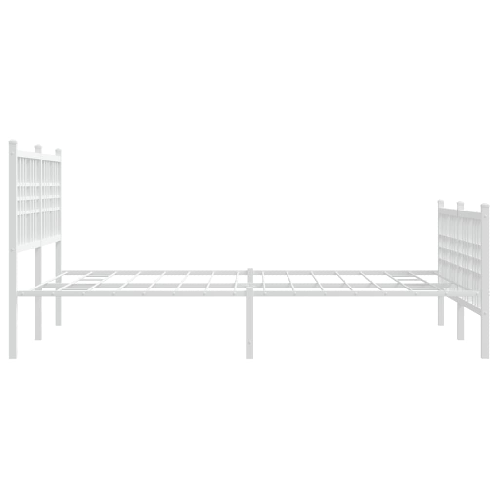 Bed frame with head and footboard metal white 137x190 cm