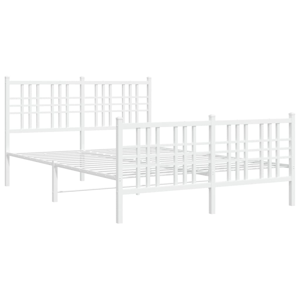 Bed frame with head and footboard metal white 140x190 cm