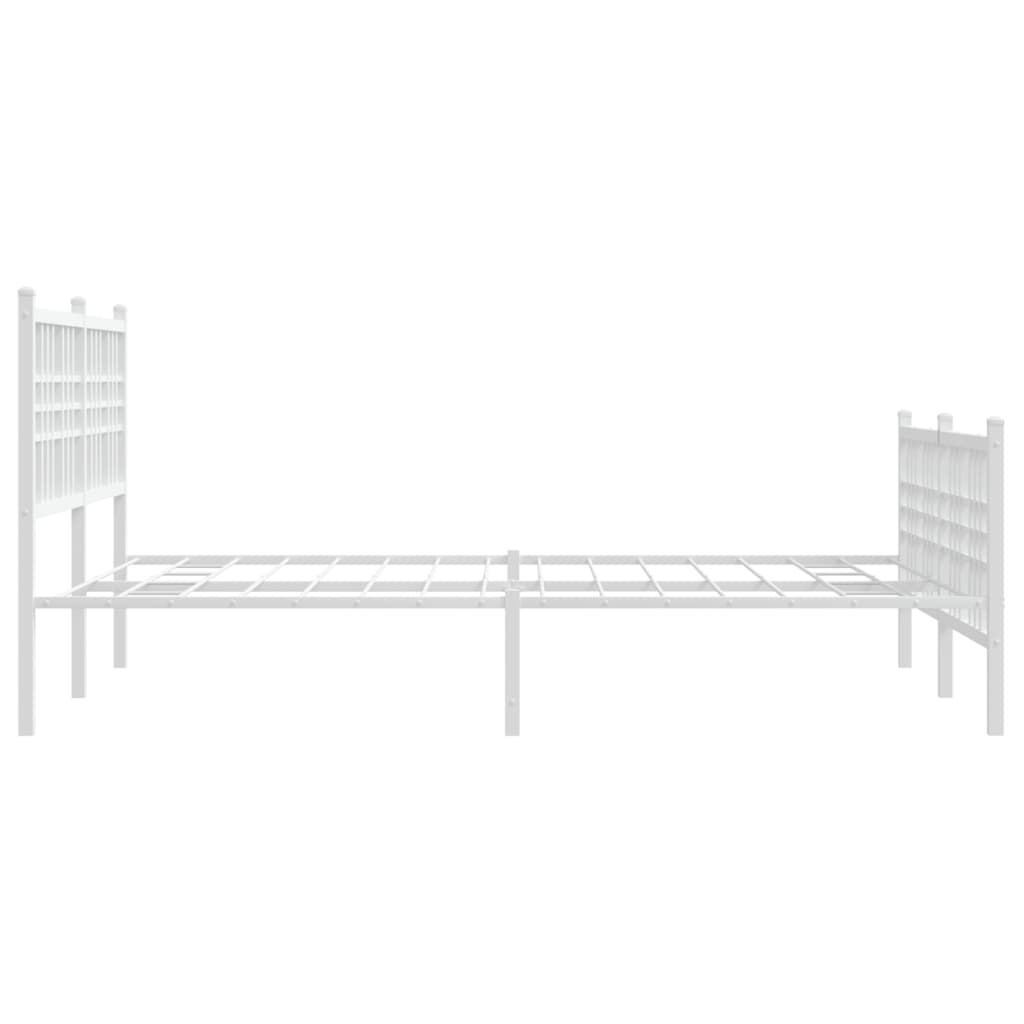 Bed frame with head and footboard metal white 140x190 cm