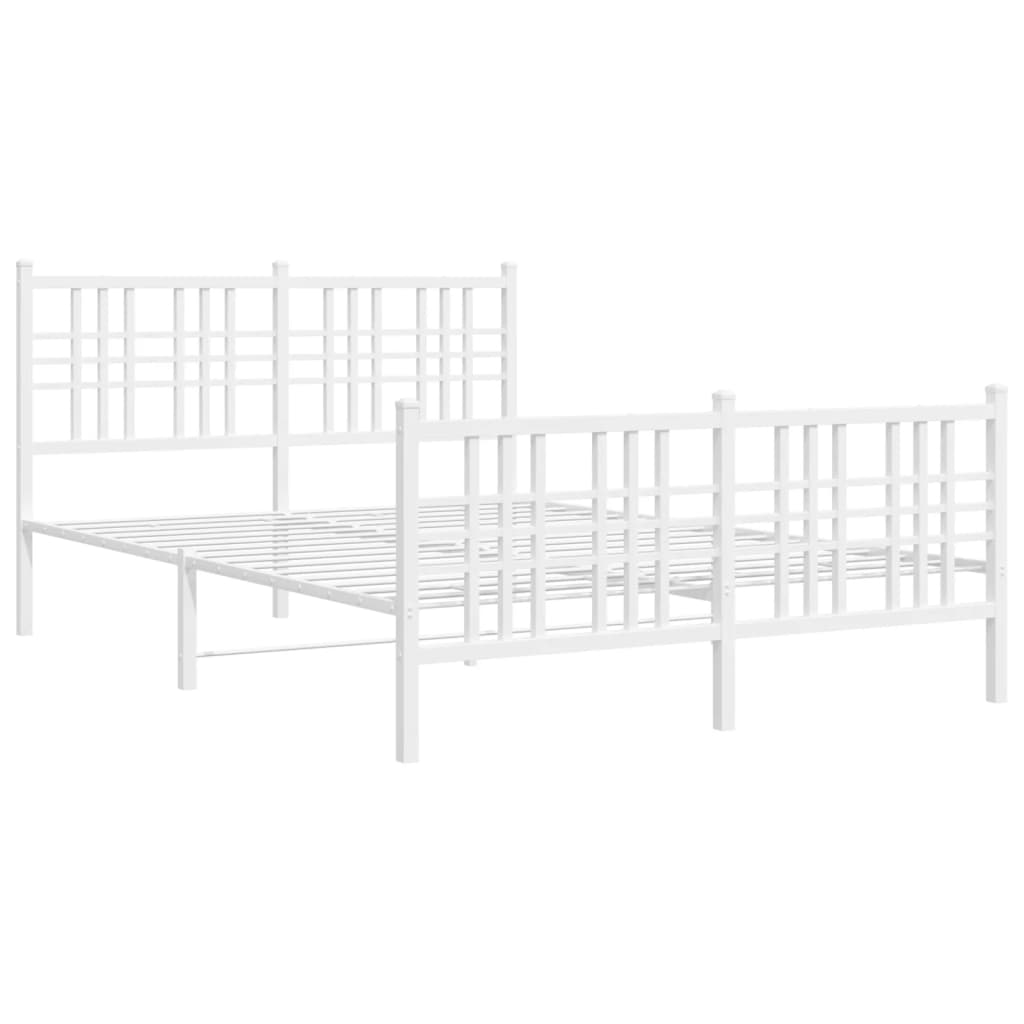 Bed frame with head and footboard metal white 140x200 cm