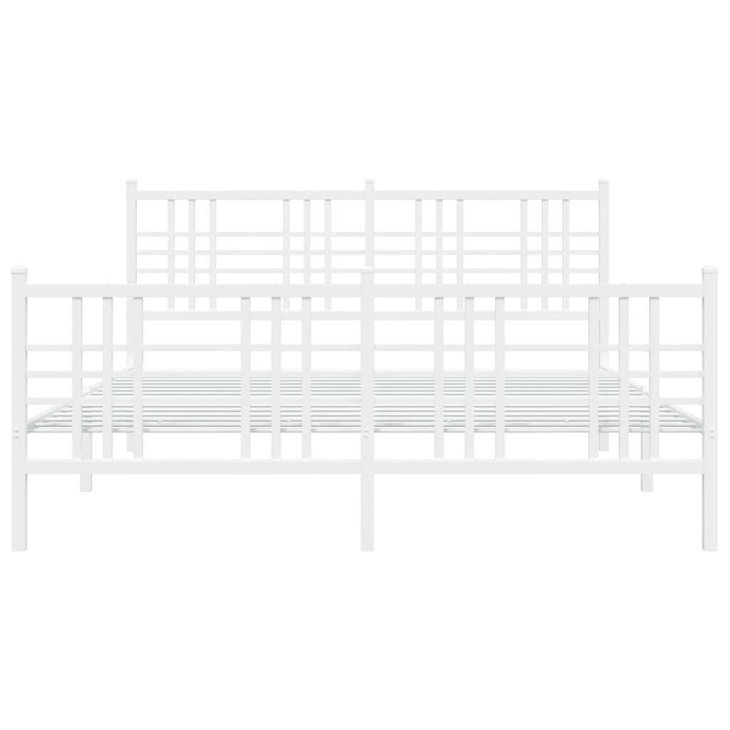 Bed frame with head and footboard metal white 150x200 cm