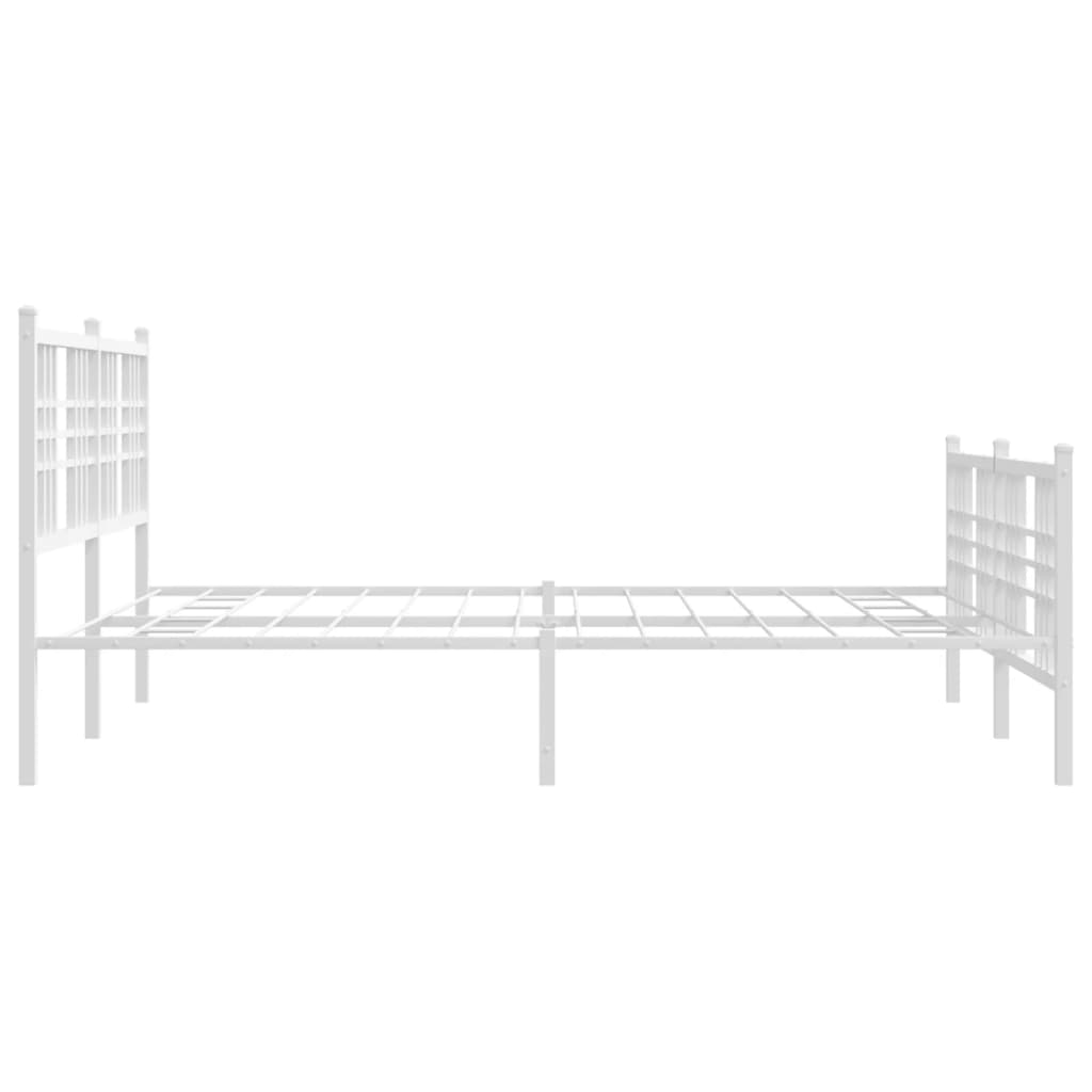 Bed frame with head and footboard metal white 150x200 cm