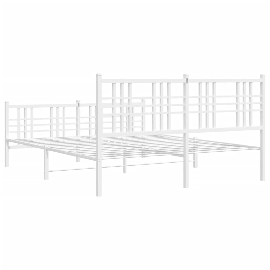 Bed frame with head and footboard metal white 150x200 cm