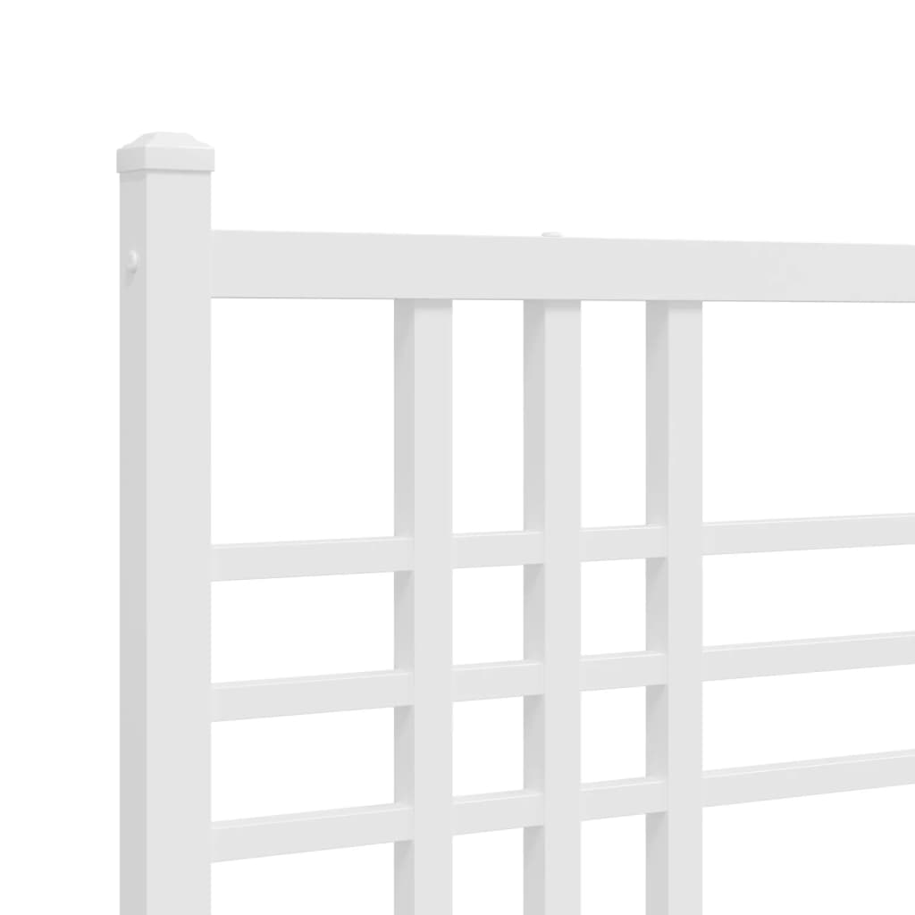 Bed frame with head and footboard metal white 150x200 cm