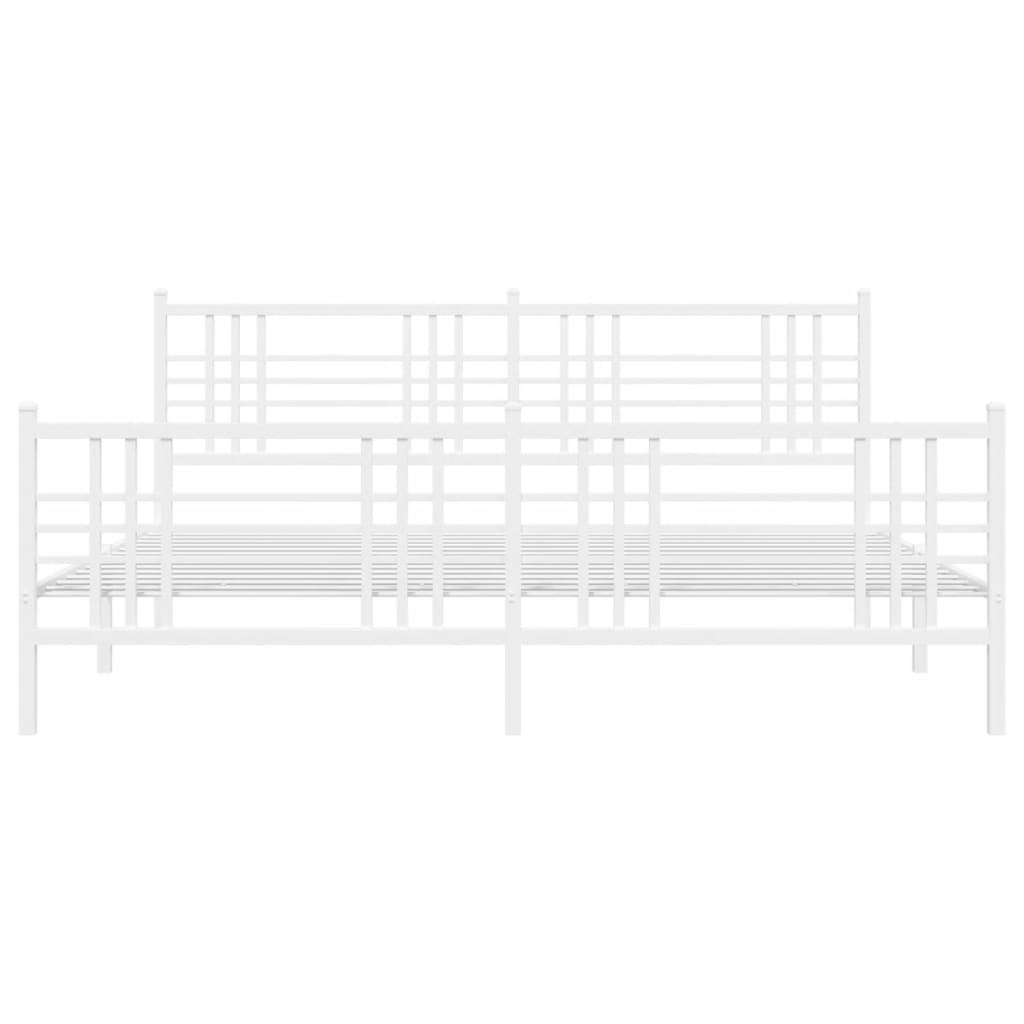 Bed frame with head and footboard metal white 180x200 cm